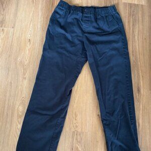Lands End Womens Navy Full Elastic Waist Straight Leg Flat Front Chinos EUC 12